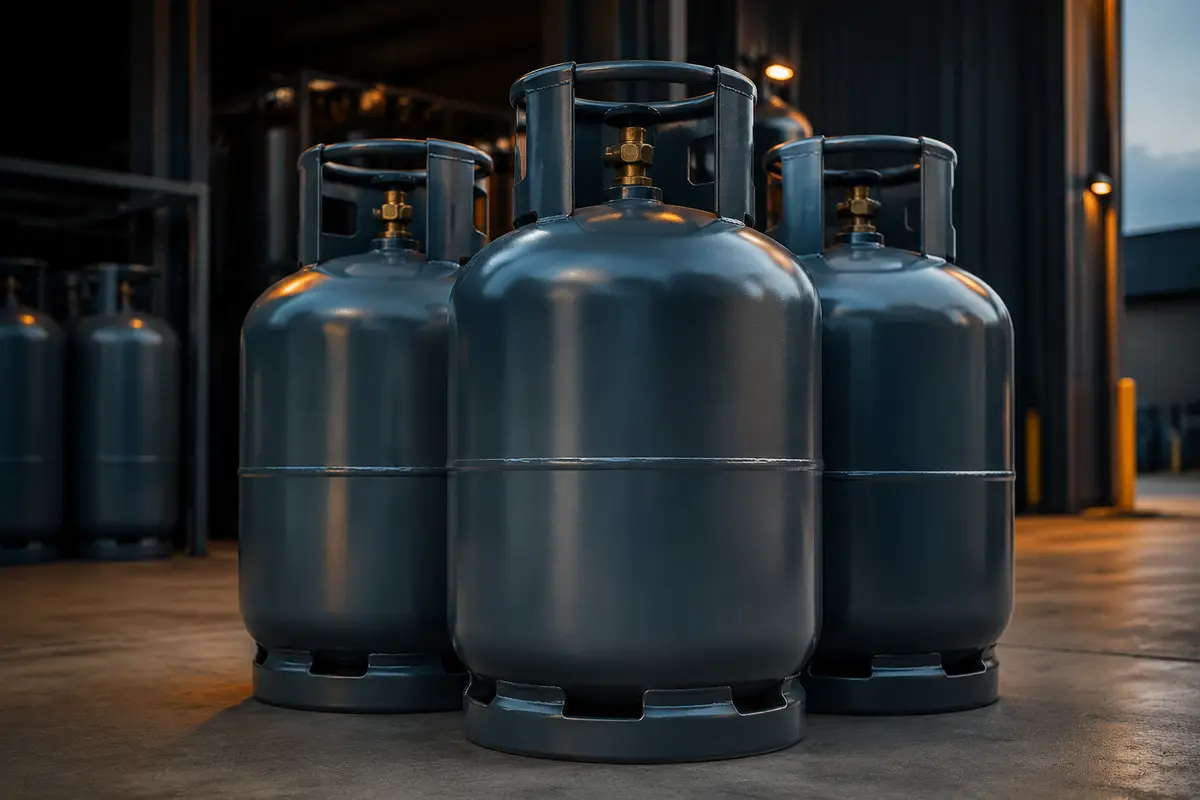 Steel LPG cylinders in a commercial distribution setting